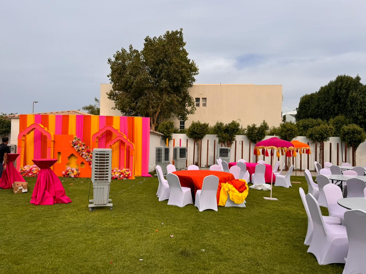 Evaporative air coolers used in cooling UAE outdoor event